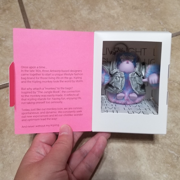 Kipling Disco Lilac Monkey Keychain Plush Pendant Bag Charm - Picture 2 of 4